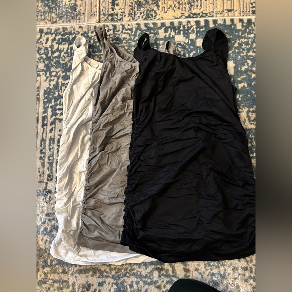 3-Pack Maternity Tanks — Black, Gray, White